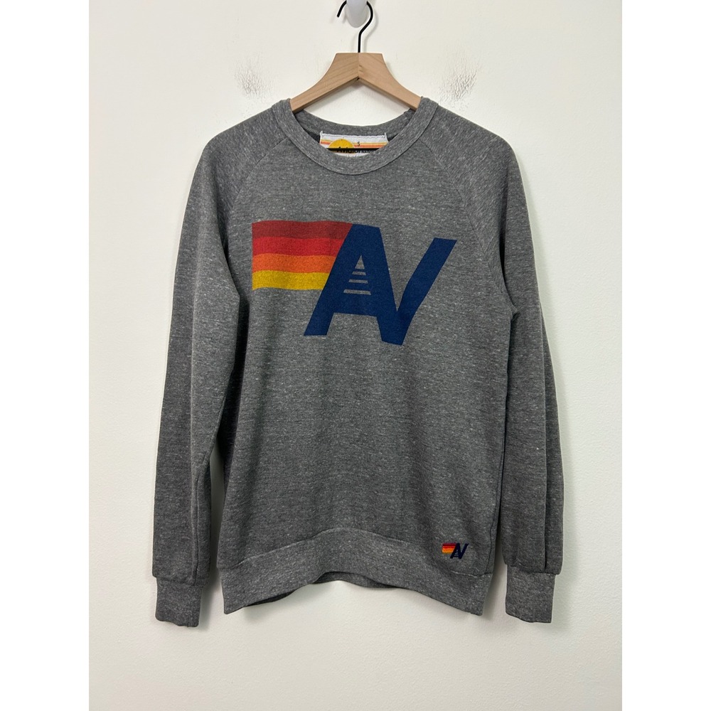 Aviator Nation Logo Crewneck Sweatshirt Gray Size Small